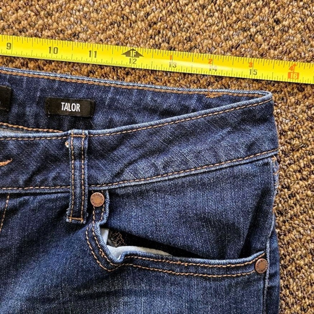 1822 Denim Taylor Ankle Jeans Dark Wash Raw Edge Cuff Cropped Slim Mid - Picture 12 of 12